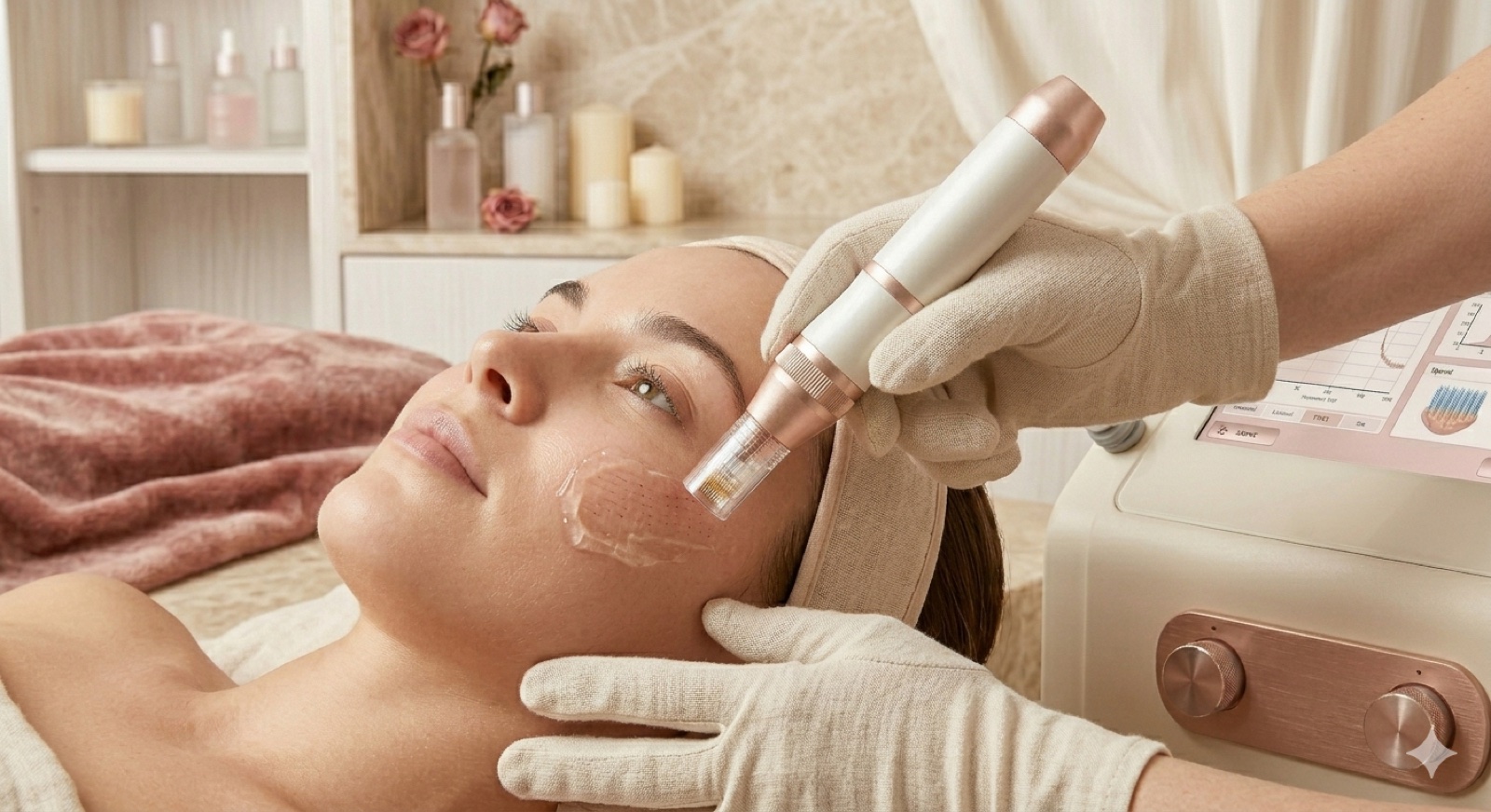 Soin visage professionnel avec appareil esthétique